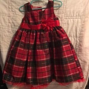 Little girls Christmas lace plaid 24 months